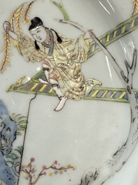 Three fine Chinese famille rose 'Xi Xiang Ji' plates, Yongzheng