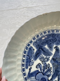 A Chinese blue and white 'Bird of Prey' plate, Wanli