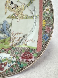 Three fine Chinese famille rose 'Xi Xiang Ji' plates, Yongzheng
