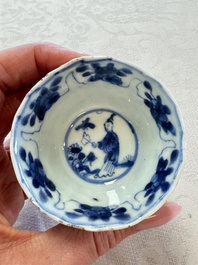 11 Chinese blue and white cups and 9 saucers, Kangxi and jade marks, Kangxi and later