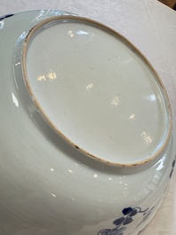 A Chinese blue and white 'Willow and Lotus' dish, Qianlong