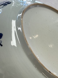 A Chinese blue and white 'Willow and Lotus' dish, Qianlong