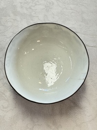 Four Chinese blue and white 'Bleu de Hue' cups and two bowls, various marks, 19th C.