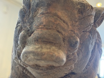 A Javanese terracotta boar-shaped money bank, probably Majapahit Kingdom, 15th C.