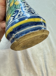A pair of polychrome Italian maiolica armorial albarelli, Trapani, ca. 1600