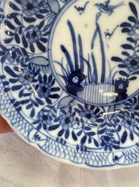 11 Chinese blue and white cups and 9 saucers, Kangxi and jade marks, Kangxi and later