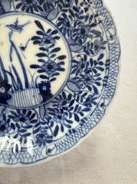 11 Chinese blue and white cups and 9 saucers, Kangxi and jade marks, Kangxi and later