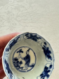 11 Chinese blue and white cups and 9 saucers, Kangxi and jade marks, Kangxi and later