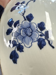 A Chinese blue and white 'Willow and Lotus' dish, Qianlong