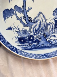 A Chinese blue and white 'Willow and Lotus' dish, Qianlong