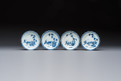 11 Chinese blue and white cups and 10 saucers, Kangxi and jade marks, 18/19th C.
