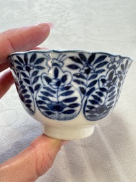 11 Chinese blue and white cups and 9 saucers, Kangxi and jade marks, Kangxi and later