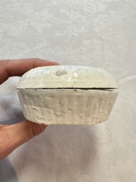 Four Chinese white-glazed boxes and covers with incised floral design from the Jepara shipwreck, Dehua or Anxi kiln, Song