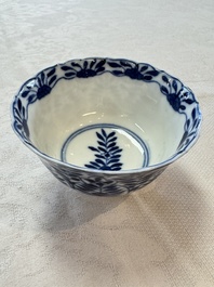 11 Chinese blue and white cups and 9 saucers, Kangxi and jade marks, Kangxi and later