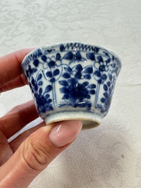 11 Chinese blue and white cups and 9 saucers, Kangxi and jade marks, Kangxi and later