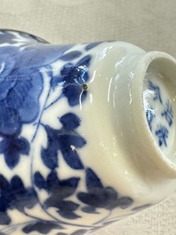 Four Chinese blue and white 'Bleu de Hue' cups and two bowls, various marks, 19th C.