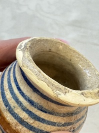 A small polychrome maiolica albarello-type ointment jar, Antwerp or Northern Netherlands, 16th C.