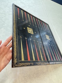 A Chinese Canton gilt-lacquered backgammon board, 19th C.