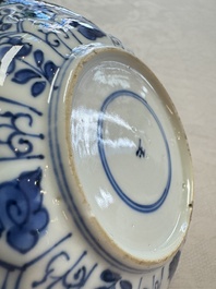 11 Chinese blue and white cups and 9 saucers, Kangxi and jade marks, Kangxi and later