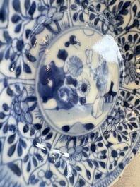 11 Chinese blue and white cups and 9 saucers, Kangxi and jade marks, Kangxi and later