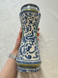 A pair of polychrome Italian maiolica armorial albarelli, Trapani, ca. 1600
