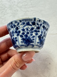 11 Chinese blue and white cups and 9 saucers, Kangxi and jade marks, Kangxi and later