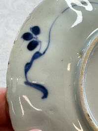 11 Chinese blue and white cups and 9 saucers, Kangxi and jade marks, Kangxi and later
