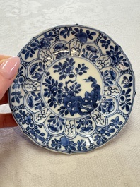 11 Chinese blue and white cups and 9 saucers, Kangxi and jade marks, Kangxi and later