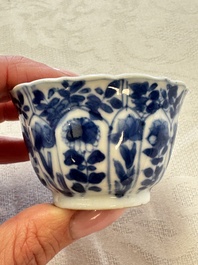 11 Chinese blue and white cups and 9 saucers, Kangxi and jade marks, Kangxi and later