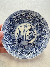 11 Chinese blue and white cups and 9 saucers, Kangxi and jade marks, Kangxi and later