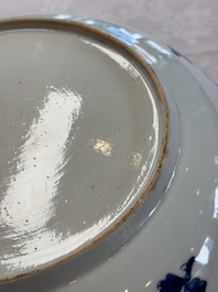 A Chinese blue and white 'Willow and Lotus' dish, Qianlong