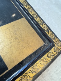 A Chinese Canton gilt-lacquered backgammon board, 19th C.