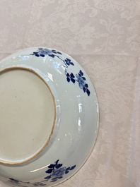 A Chinese blue and white 'Willow and Lotus' dish, Qianlong