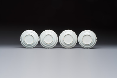 11 Chinese blue and white cups and 10 saucers, Kangxi and jade marks, 18/19th C.