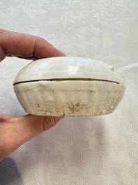 Four Chinese white-glazed boxes and covers with incised floral design from the Jepara shipwreck, Dehua or Anxi kiln, Song