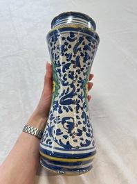 A pair of polychrome Italian maiolica armorial albarelli, Trapani, ca. 1600