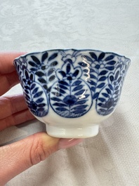 11 Chinese blue and white cups and 9 saucers, Kangxi and jade marks, Kangxi and later