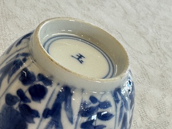 11 Chinese blue and white cups and 9 saucers, Kangxi and jade marks, Kangxi and later