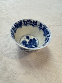 11 Chinese blue and white cups and 9 saucers, Kangxi and jade marks, Kangxi and later
