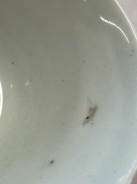 A Chinese white-glazed cup on a wooden stand, 17th C.