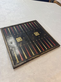 A Chinese Canton gilt-lacquered backgammon board, 19th C.