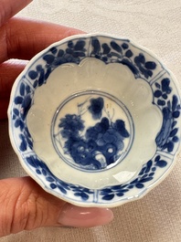 11 Chinese blue and white cups and 9 saucers, Kangxi and jade marks, Kangxi and later