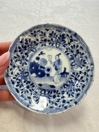 11 Chinese blue and white cups and 9 saucers, Kangxi and jade marks, Kangxi and later