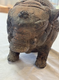 A Javanese terracotta boar-shaped money bank, probably Majapahit Kingdom, 15th C.