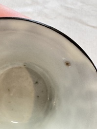 Four Chinese blue and white 'Bleu de Hue' cups and two bowls, various marks, 19th C.