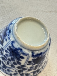 11 Chinese blue and white cups and 9 saucers, Kangxi and jade marks, Kangxi and later