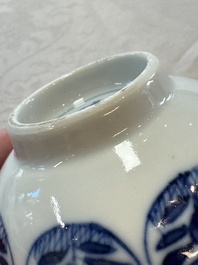 11 Chinese blue and white cups and 9 saucers, Kangxi and jade marks, Kangxi and later