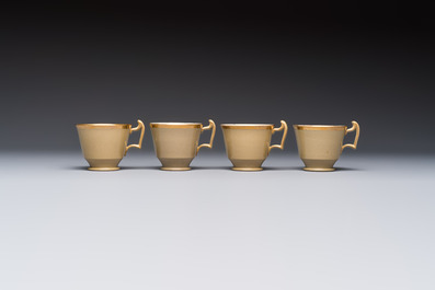 A 24-piece English Spode mocha-ground and gilt coffee and tea service, 19th C.