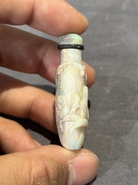 Six various Chinese carved hardstone snuff bottles, 19/20th C.