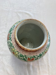 A Chinese wucai 'Landscapes and Flowers' vase, Transitional period